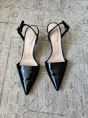 Simone Rocha Black Patent Pointed Slingback Pumps
